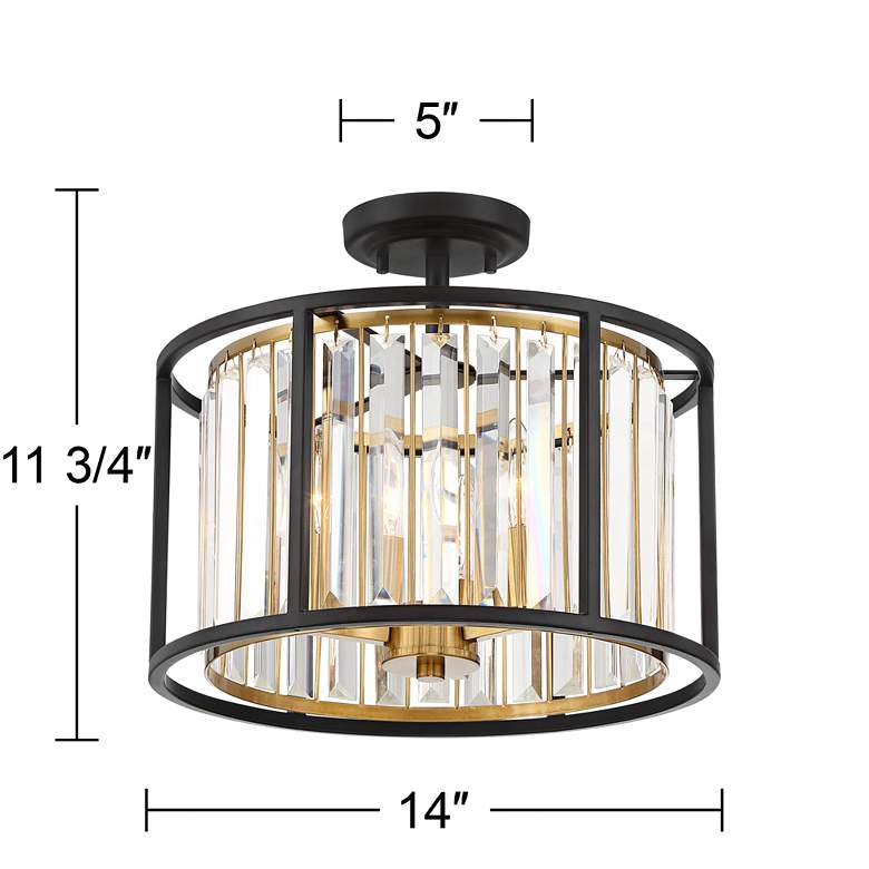 Image 6 Possini Euro Milne 14" Wide Bronze and Brass Ceiling Light more views