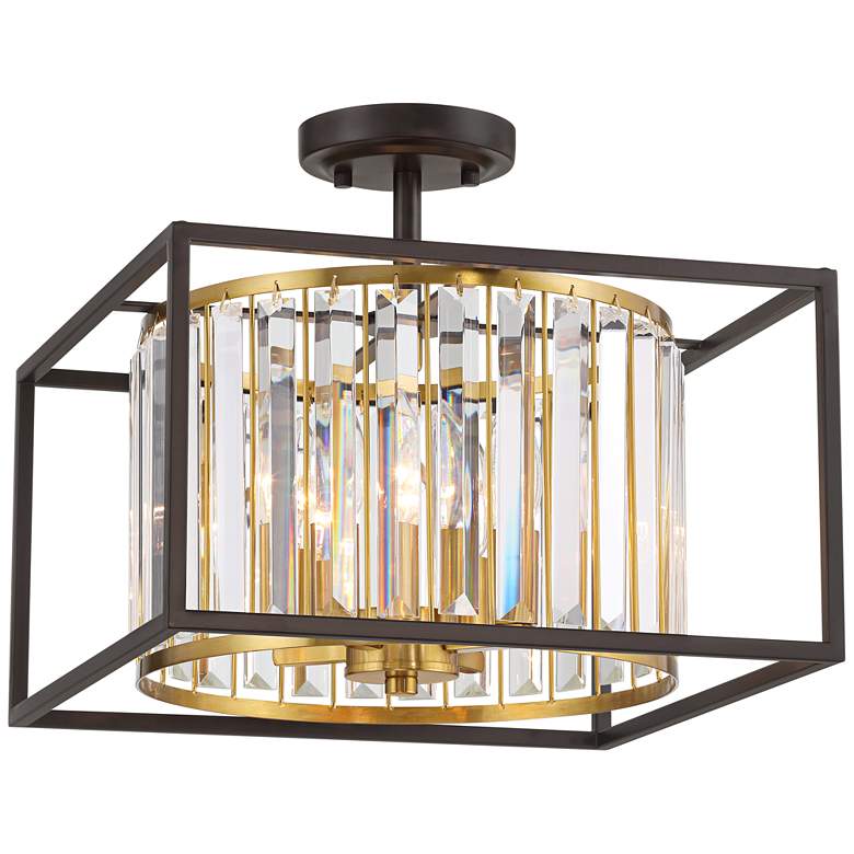 Image 2 Possini Euro Milne 14" Wide Metal and Crystal 4-Light Ceiling Light