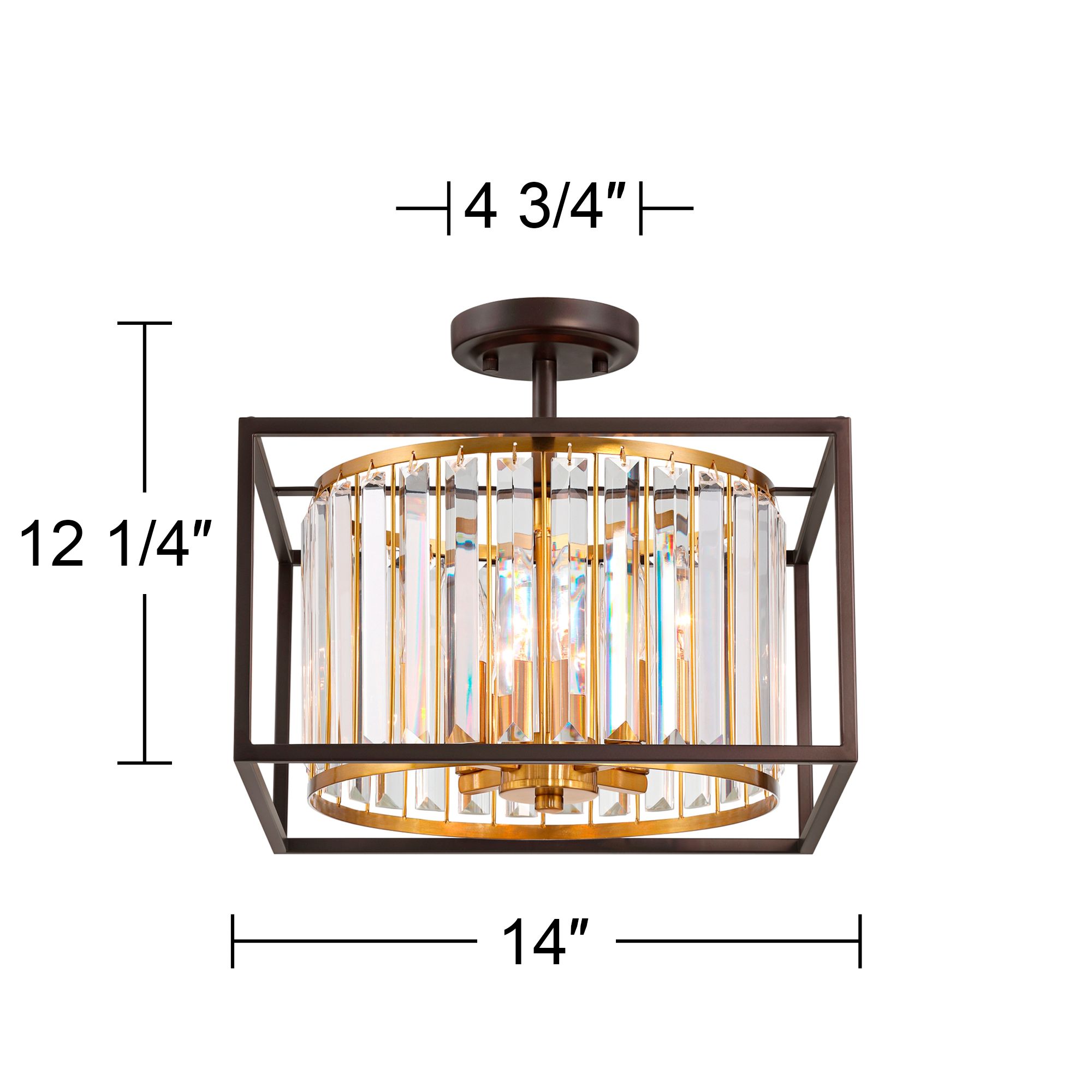 Watch A Video About the Milne 14 Wide Bronze and Brass 4 Light Ceiling Light