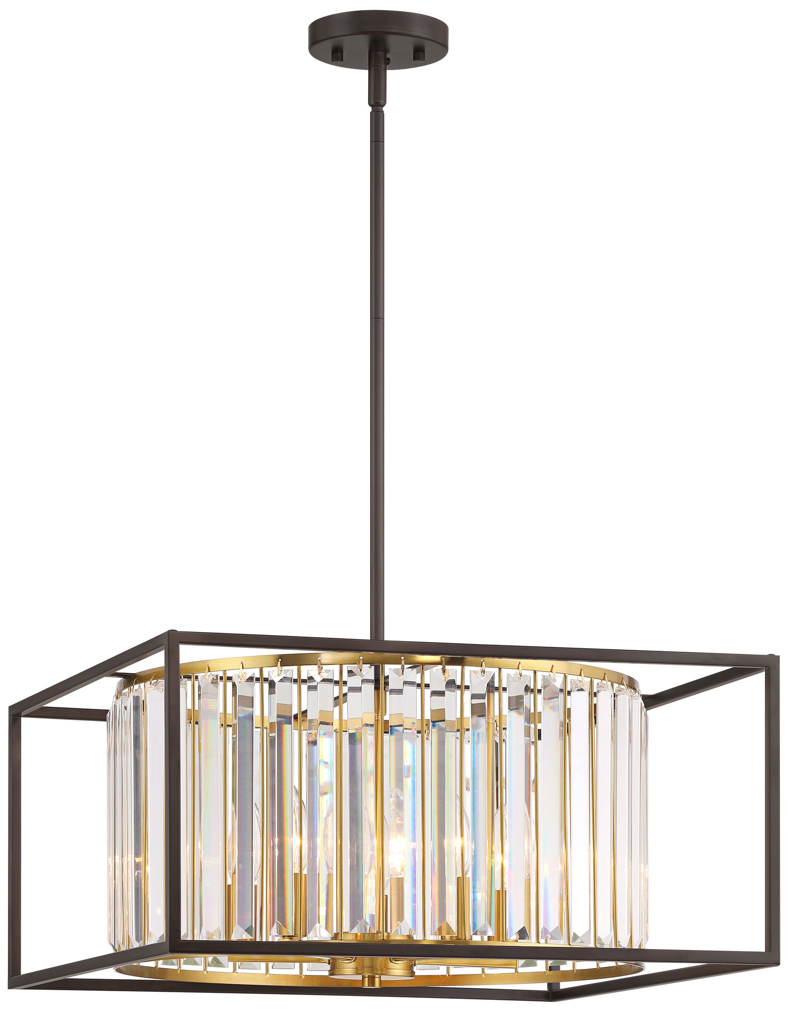 Watch A Video About the Milne Oiled Bronze and Burnished Brass 5 Light Pendant