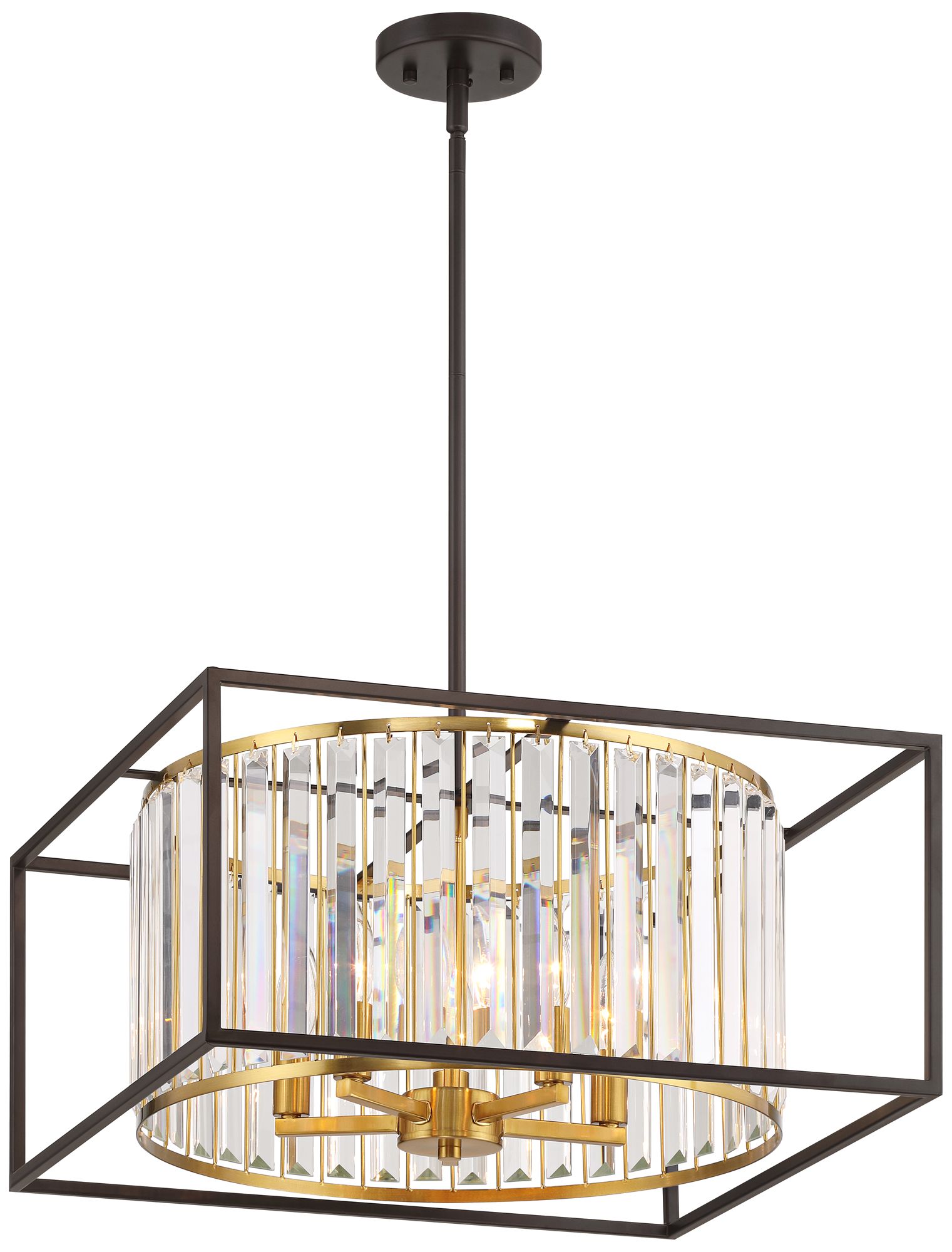 Watch A Video About the Milne Oiled Bronze and Burnished Brass 5 Light Pendant