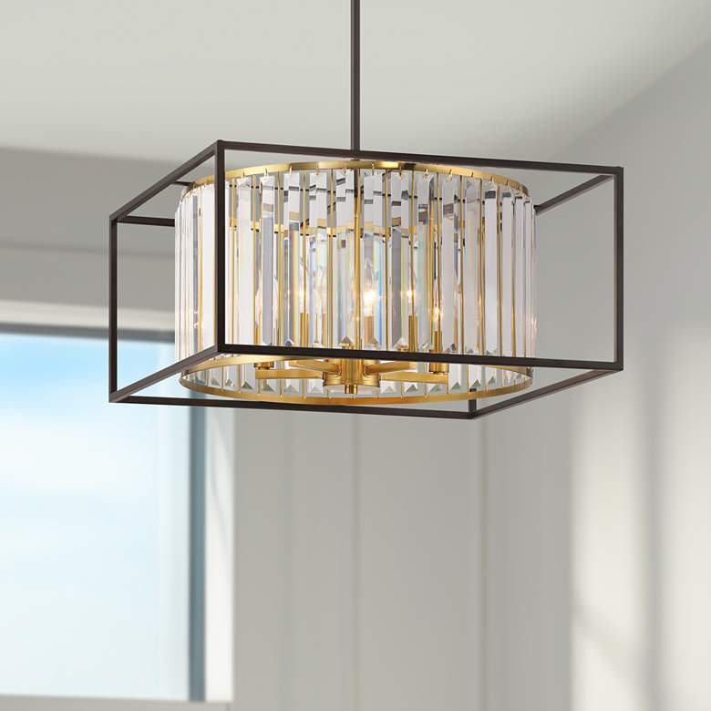 Image 1 Possini Euro Milne 20"W Bronze and Burnished Brass 5-Light Pendant