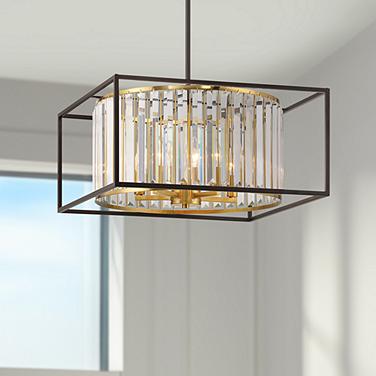 Possini Euro Milne 20" Wide Bronze and Burnished Brass 5-Light Pendant