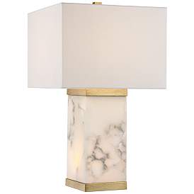 Image2 of Possini Euro Mindy 24 3/4" Alabaster Table Lamp with Night Light