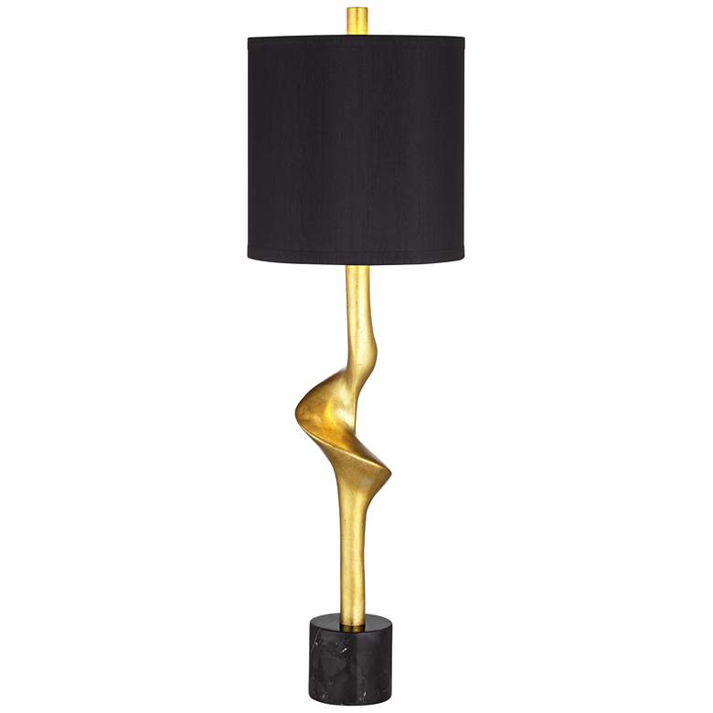 Image 2 Possini Euro Minerva 32 inch High Modern Marble and Gold Leaf Table Lamp