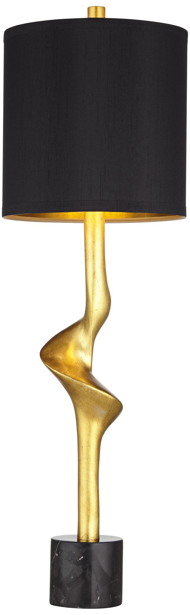 Possini Euro Minerva Gold Leaf Black Table Lamps Set of 2