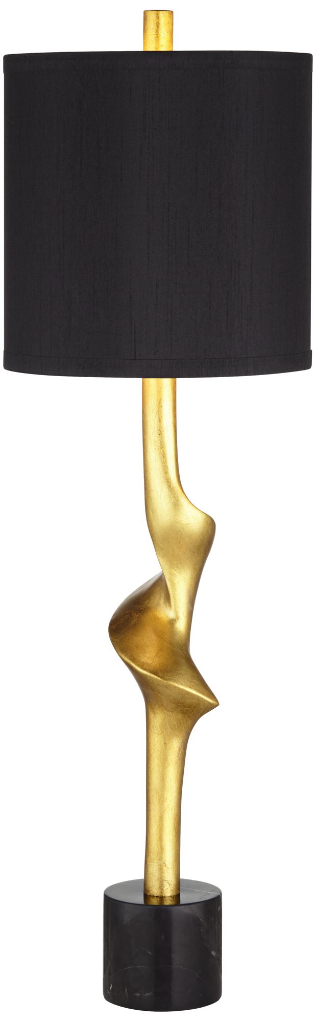 Possini Euro Minerva Gold Leaf Black Table Lamps Set of 2