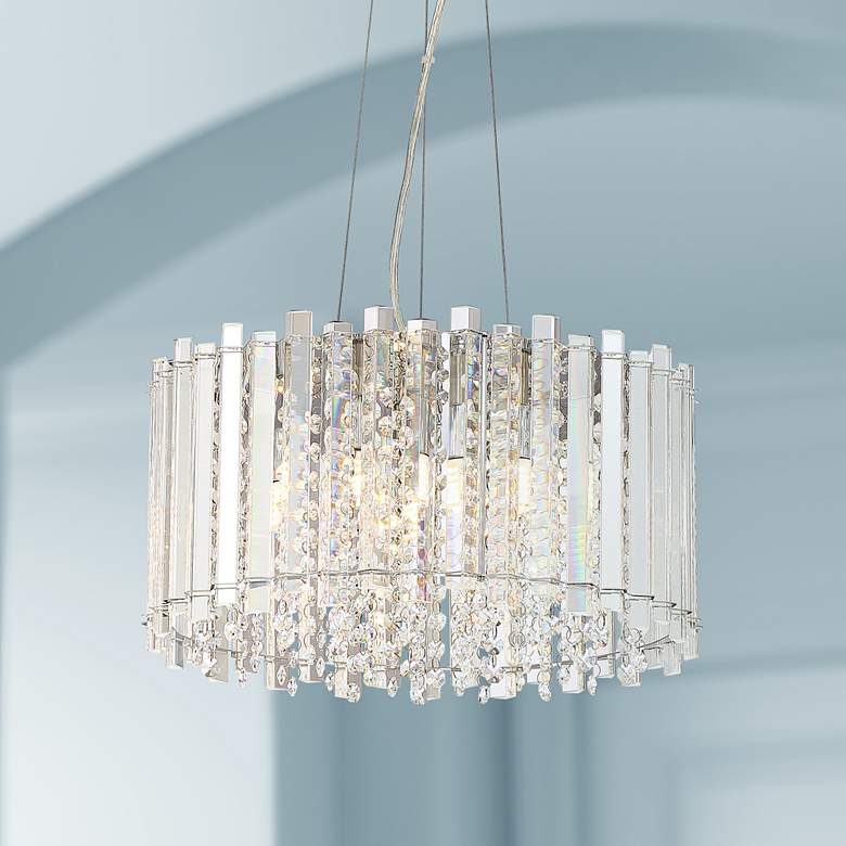 Image 1 Possini Euro Mirabell 16 inch Wide Crystal LED Modern Drum Pendant