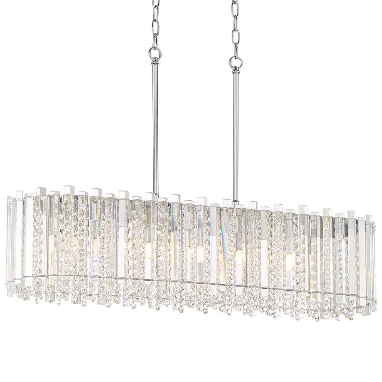 Image 2 Possini Euro Mirabell 34 inch Crystal LED Kitchen Island Linear Pendant