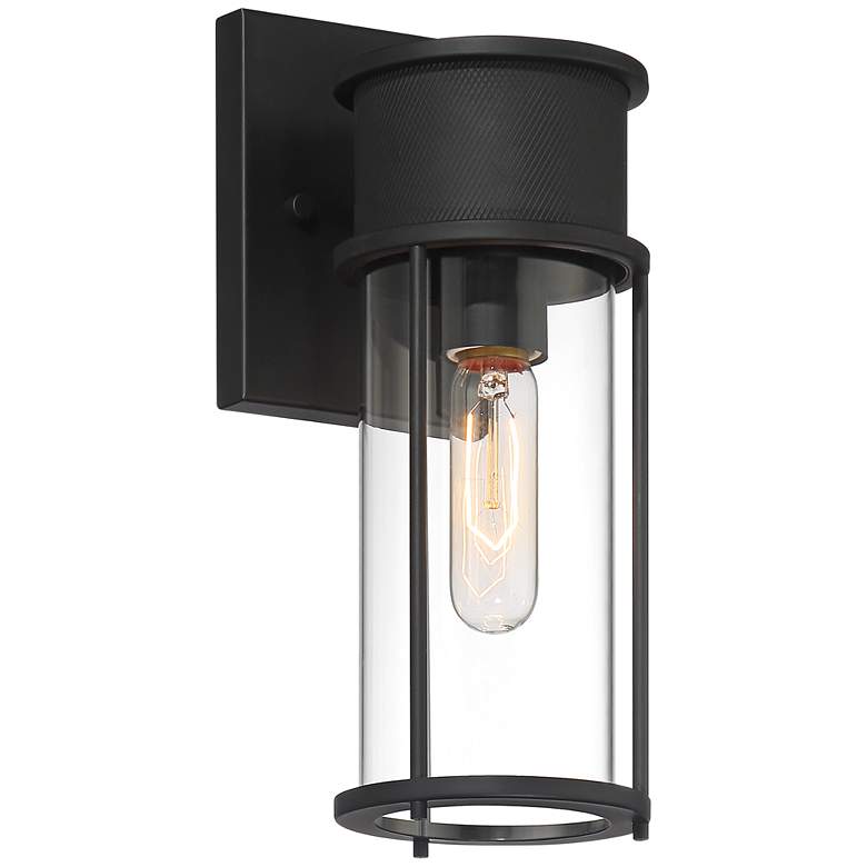 Image 1 Possini Euro Miranda 12 1/2" High Black Wall Sconce