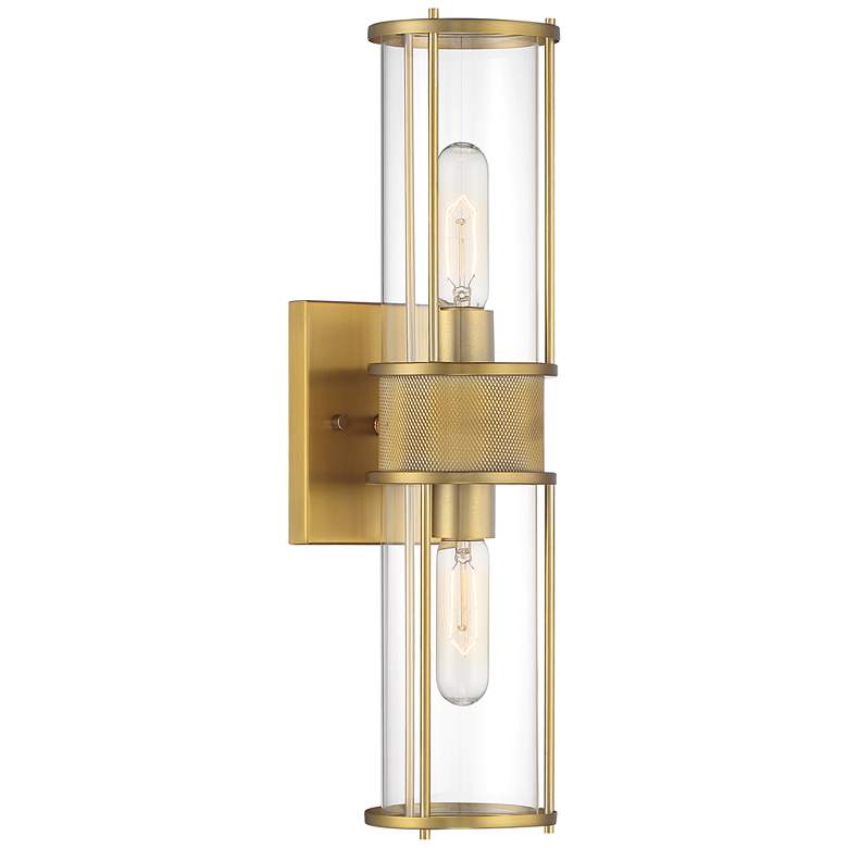 Image 2 Possini Euro Miranda 19 inch High Warm Brass 2-Light Wall Sconce