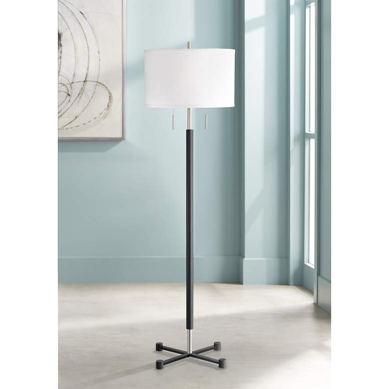 Image 1 Possini Euro Mirano Modern Black Floor Lamp