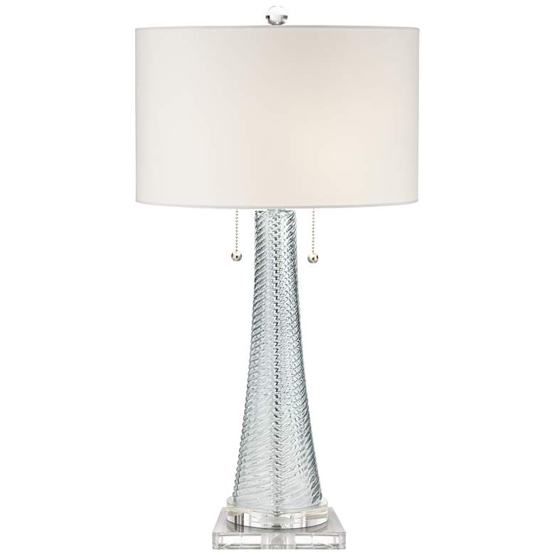 Image 1 Possini Euro Miriam Aqua Glass Table Lamp With 7 inch Wide Square Riser