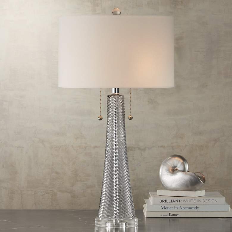 Image 2 Possini Euro Miriam Modern Pull Chain Table Lamp