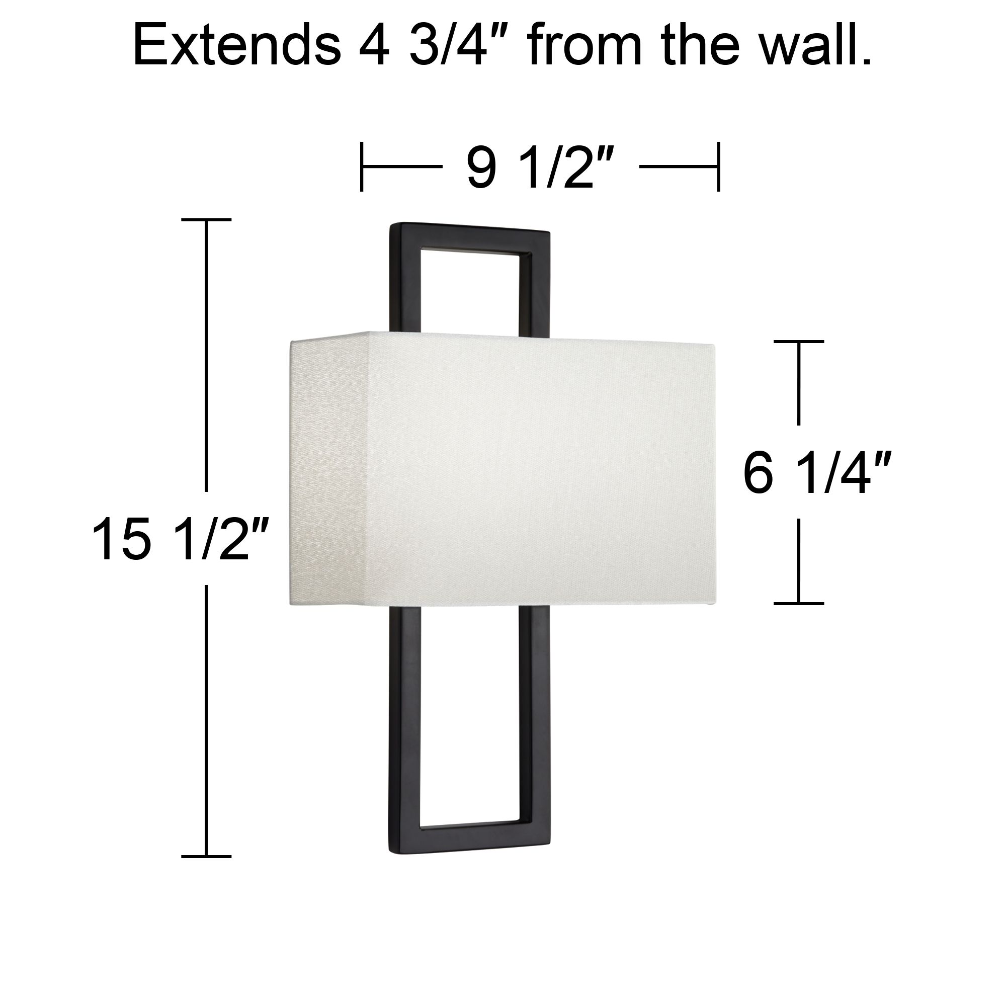 Possini Euro Modena 15 1/2" High Black Rectangular Wall Sconce