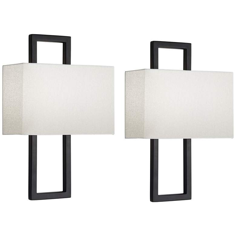 Image 2 Possini Euro Modena 15 1/2 inch High Black Wall Sconce Set of 2