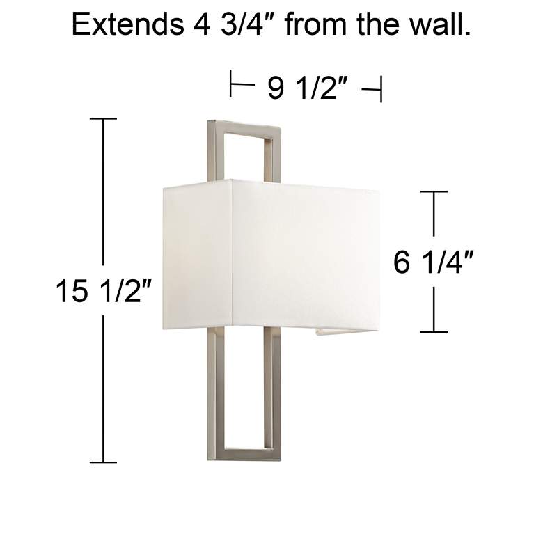 Possini Euro Modena 15 1/2 inch High Brushed Nickel Rectangle Wall Sconce more views