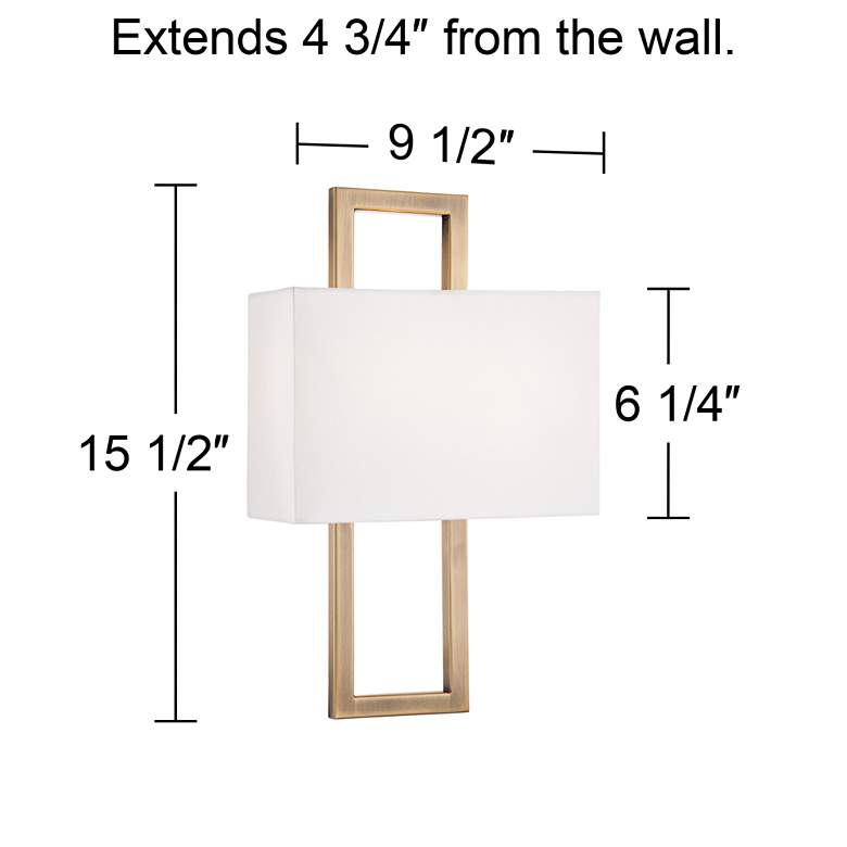 Image 7 Possini Euro Modena 15 1/2 inch High French Brass Rectangular Wall Sconce more views