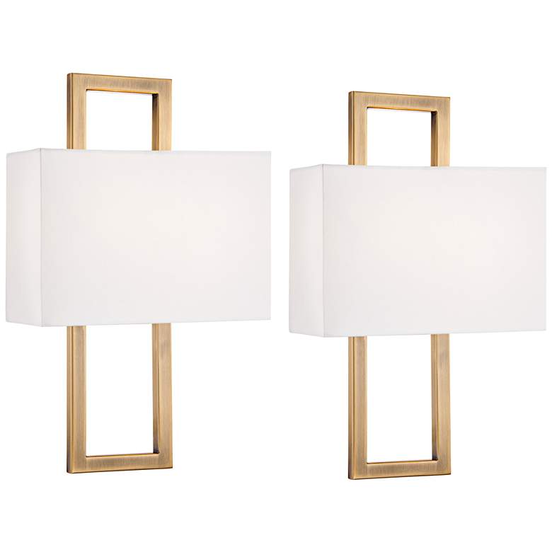 Image 3 Possini Euro Modena 15 1/2" High French Brass Wall Sconce Set of 2
