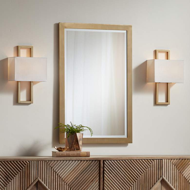 Image 2 Possini Euro Modena 15 1/2" High French Brass Wall Sconce Set of 2