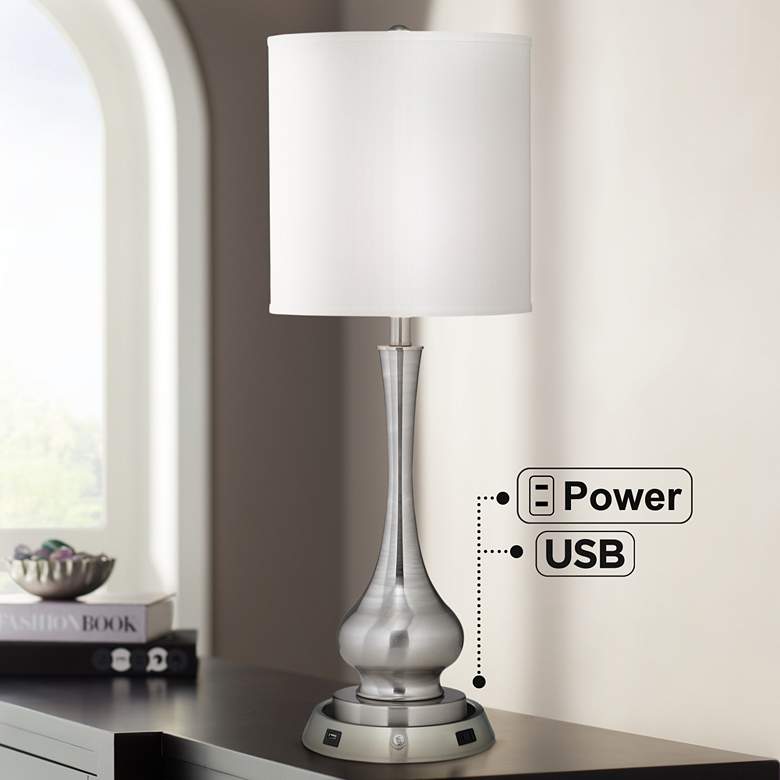 Image 1 Possini Euro Modern Gourd Table Lamp with Dimmable USB Workstation Base