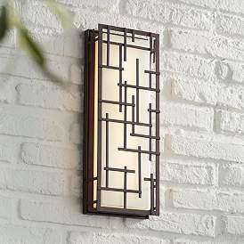 Image1 of Possini Euro Modern Lines 16 1/4" High Bronze LED Outdoor Wall Light