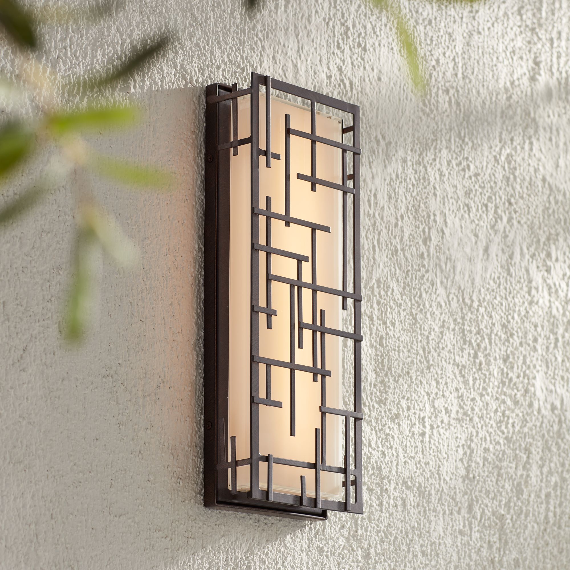Possini Euro Modern Lines 16 1/4" High Bronze LED Outdoor Wall Light