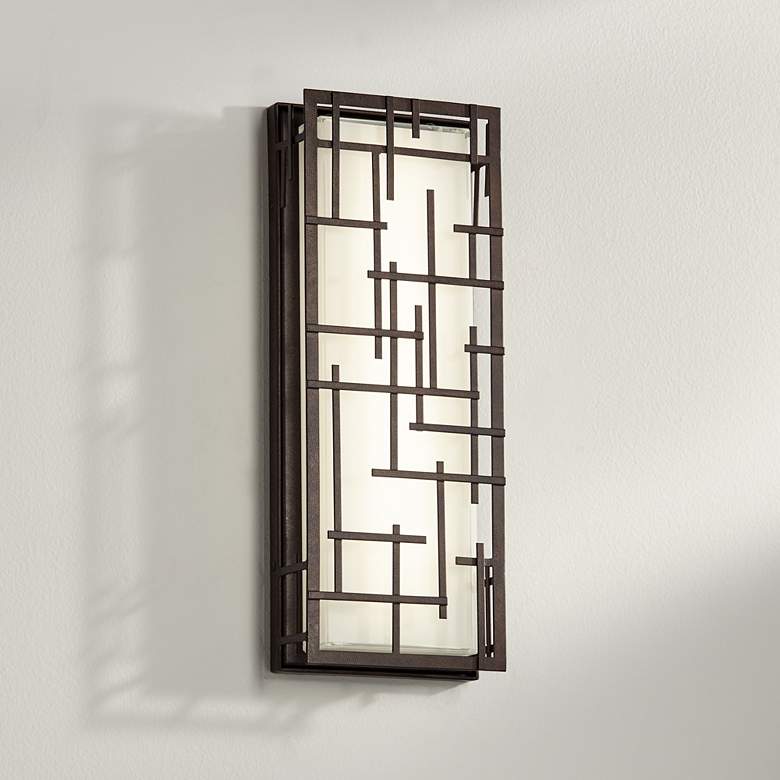 Image 1 Possini Euro Modern Lines 16 1/4 inch High Bronze LED Wall Sconce