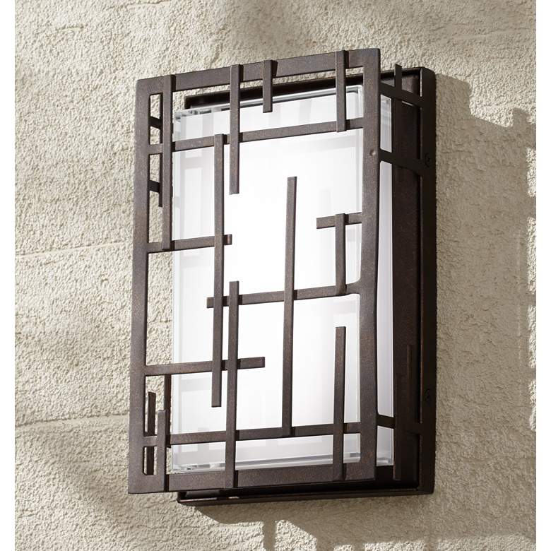 Image 1 Possini Euro Modern Lines 9 1/4 inch High Bronze LED Outdoor Wall Light