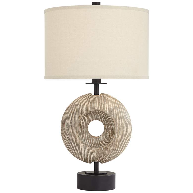 Image 2 Possini Euro Modern Ring 30" High Coastal Faux Wood USB Table Lamp