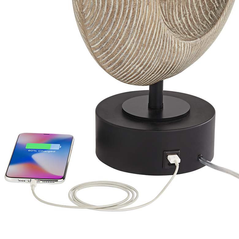 Image 7 Possini Euro Modern Ring 30" High Coastal Faux Wood USB Table Lamp more views