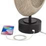 7_Possini Euro Modern Ring 30" High Coastal Faux Wood USB Table Lamp more views