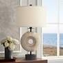 Possini Euro Modern Ring 30" High Coastal Faux Wood USB Table Lamp