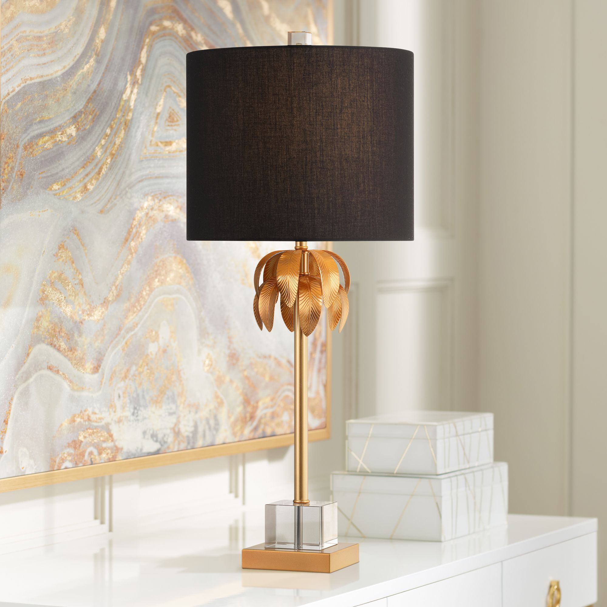 Possini Euro Monaco 27 1/2"H Crystal Brass Table Lamp Set of 2