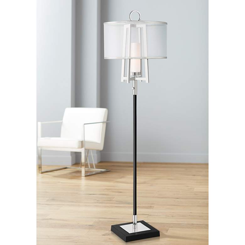 Image 1 Possini Euro Monterey Floor Lamp with Organza Shade