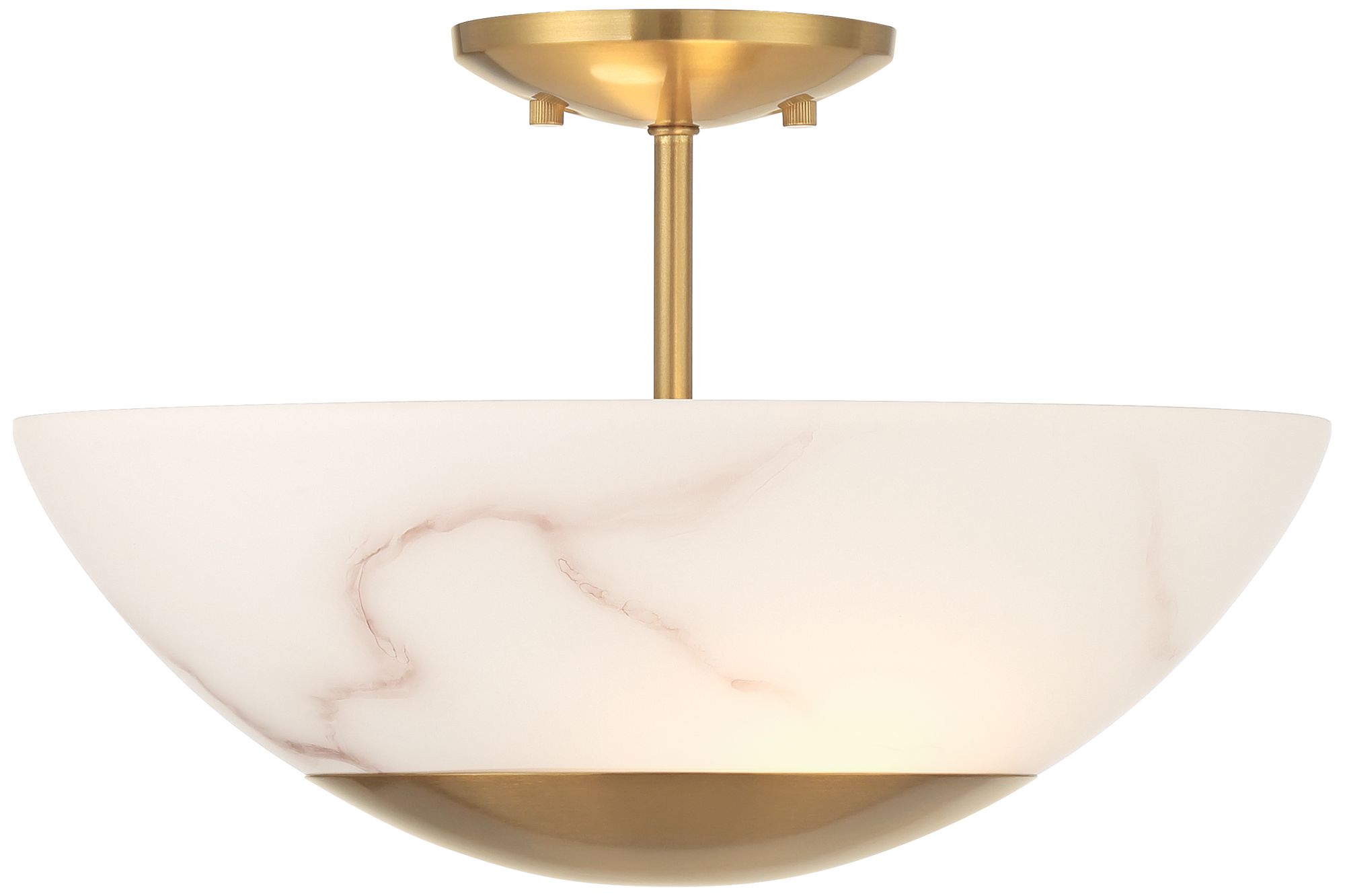 Image 5 Possini Euro Monza 14 1/2"W Brass Faux Alabaster 2-Light Ceiling Light more views