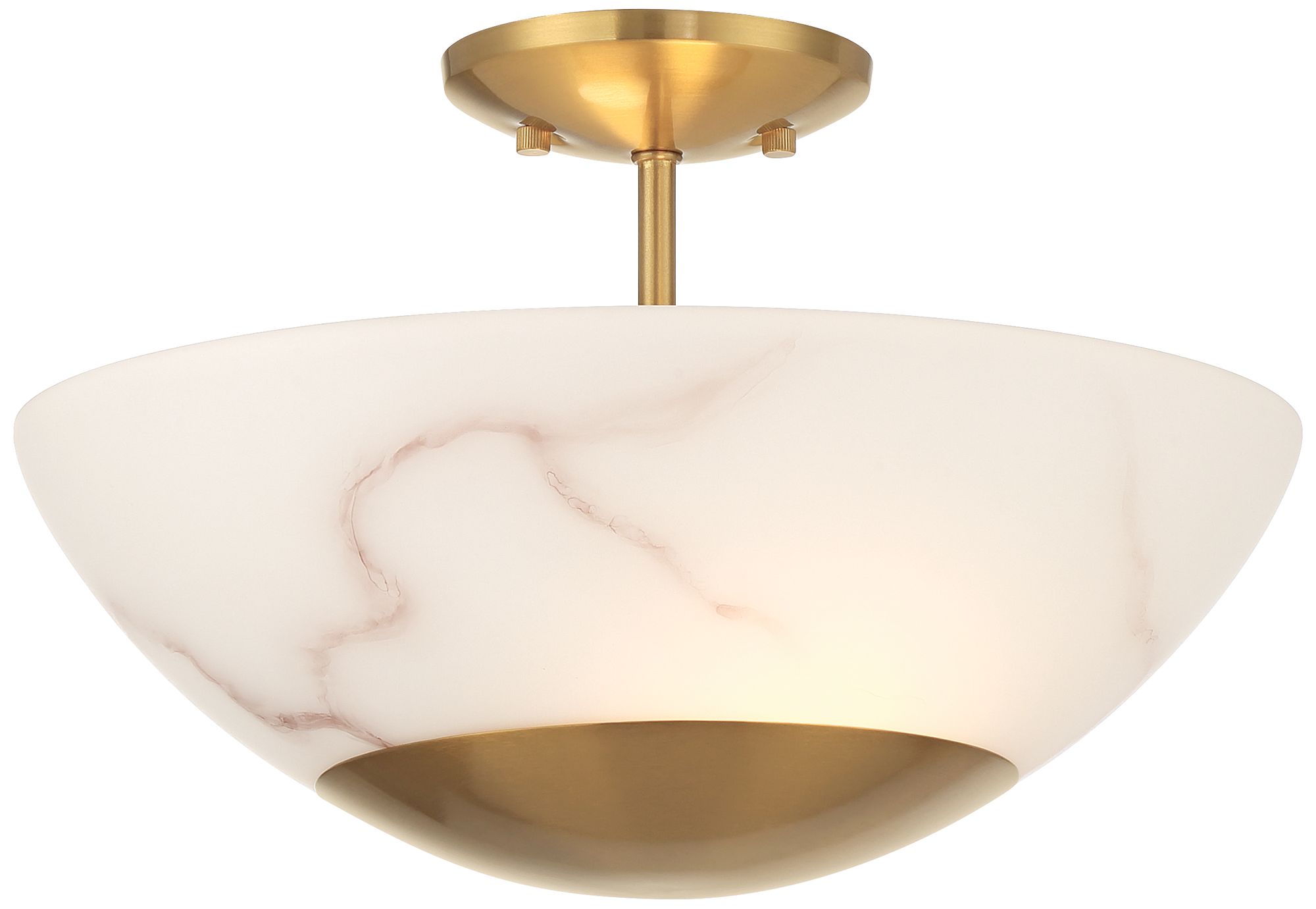 Image 6 Possini Euro Monza 14 1/2"W Brass Faux Alabaster 2-Light Ceiling Light more views