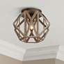 Possini Euro Moorcroft 12 1/4" Wide Rustic Wood Finish Ceiling Light