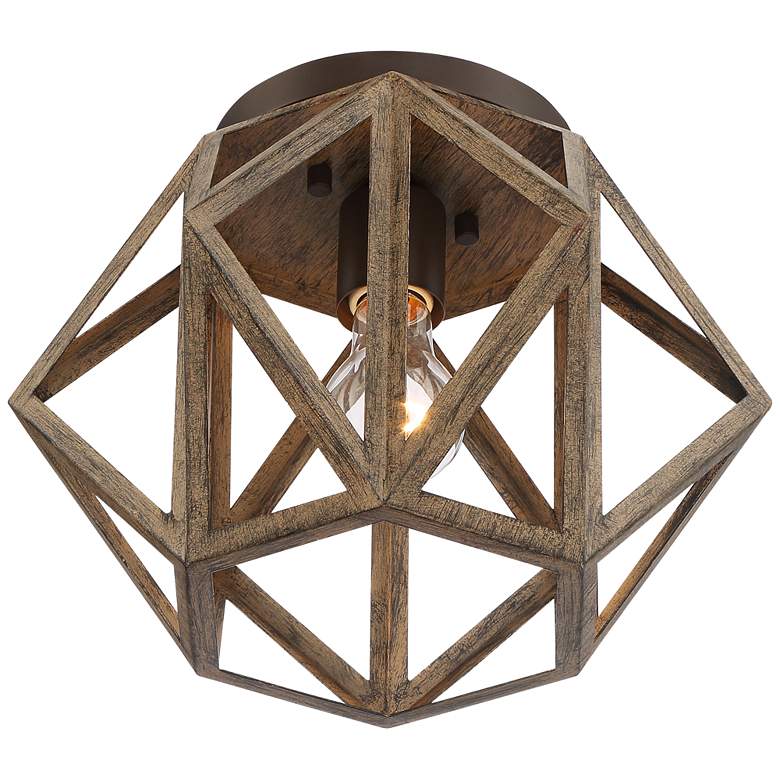 Image 6 Possini Euro Moorcroft 12 1/4" Wide Rustic Wood Finish Ceiling Light more views