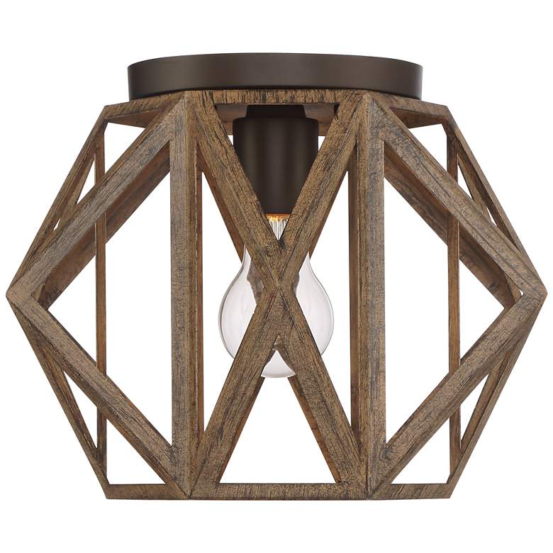 Image 7 Possini Euro Moorcroft 12 1/4" Wide Rustic Wood Finish Ceiling Light more views