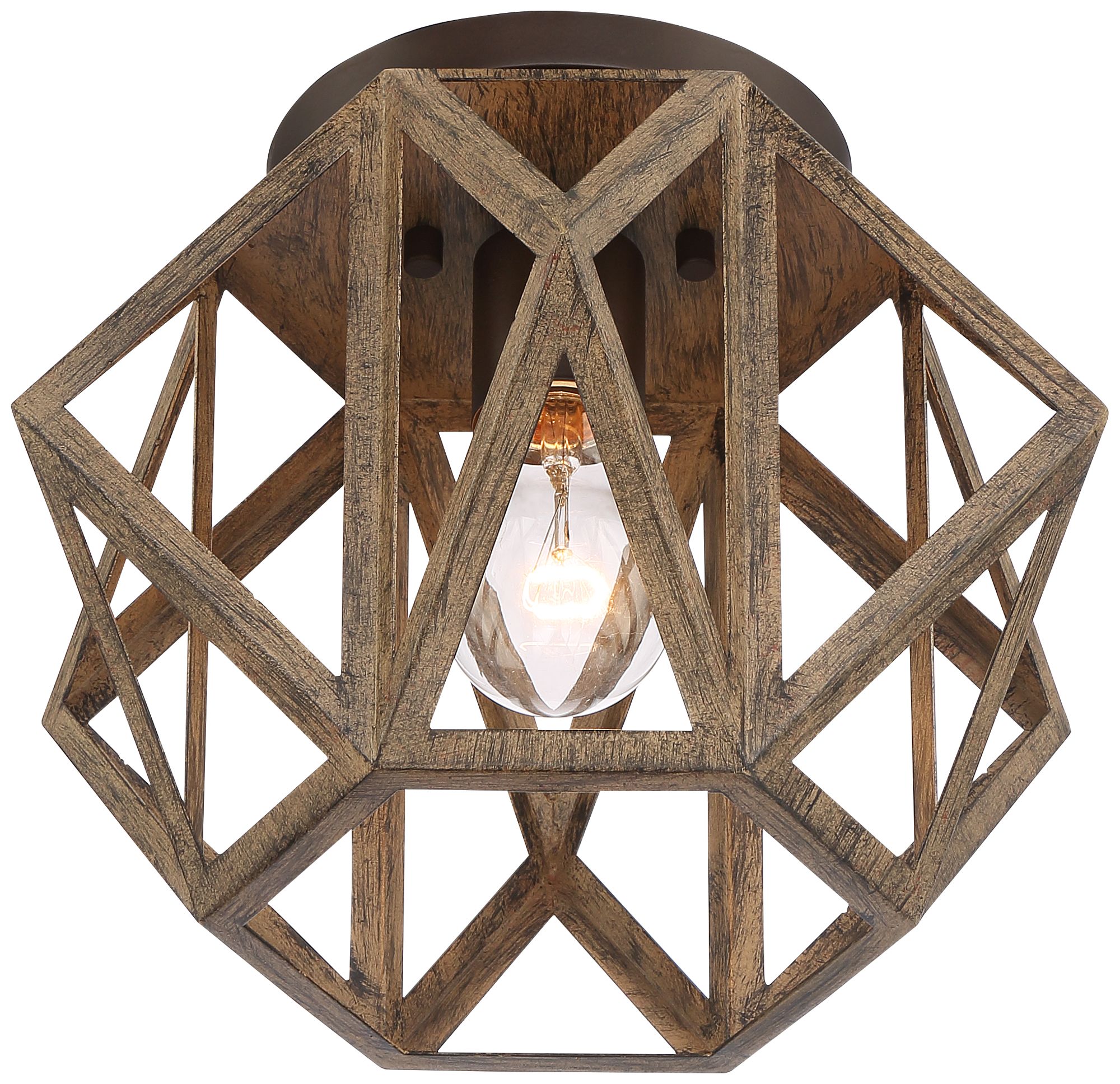 Possini Euro Moorcroft 12 1/4" Wide Rustic Wood Finish Ceiling Light