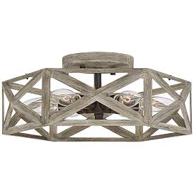 Image2 of Possini Euro Moorcroft 14 1/2" Geometric Wood Finish Ceiling Light