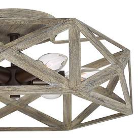 Image3 of Possini Euro Moorcroft 14 1/2" Geometric Wood Finish Ceiling Light more views