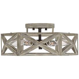 Image4 of Possini Euro Moorcroft 14 1/2" Geometric Wood Finish Ceiling Light more views