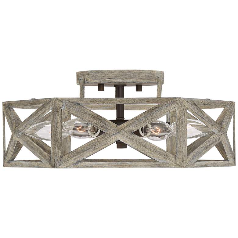 Image 4 Possini Euro Moorcroft 14 1/2" Geometric Wood Finish Ceiling Light more views
