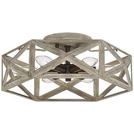 Image5 of Possini Euro Moorcroft 14 1/2" Geometric Wood Finish Ceiling Light more views