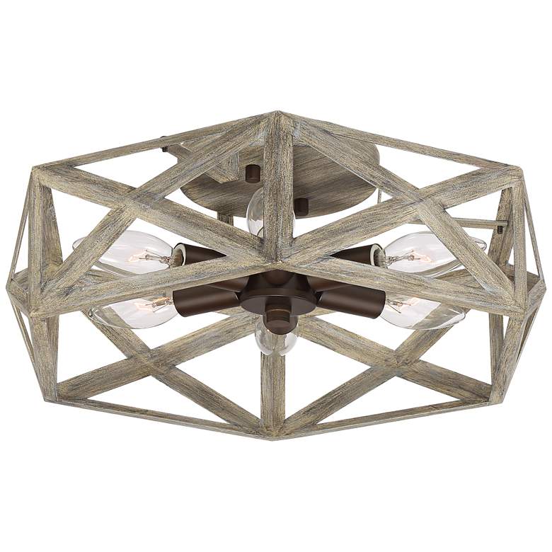 Image 6 Possini Euro Moorcroft 14 1/2" Geometric Wood Finish Ceiling Light more views