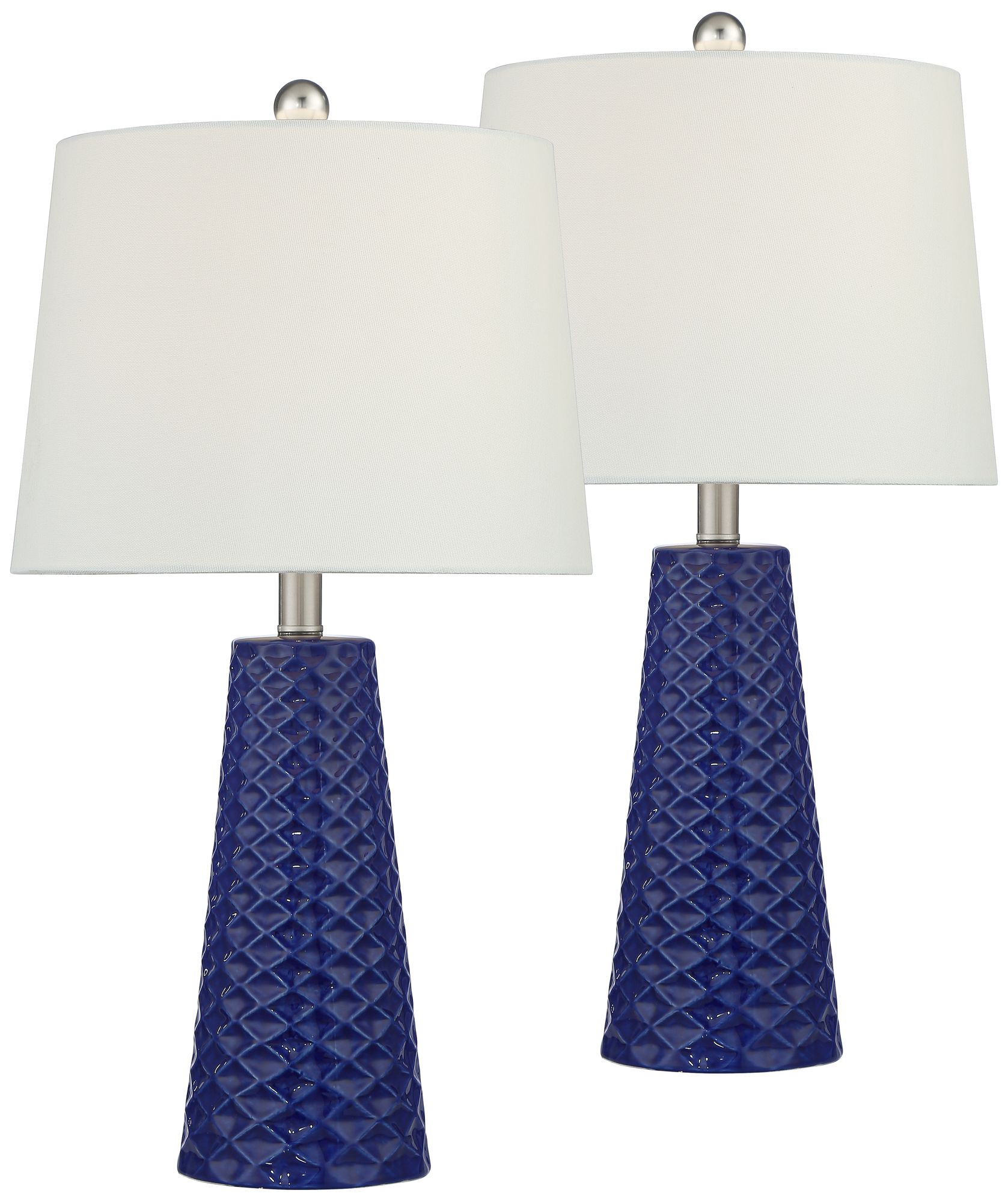 Image 2 Possini Euro Morty 24" Blue Textured Ceramic Table Lamps Set of 2
