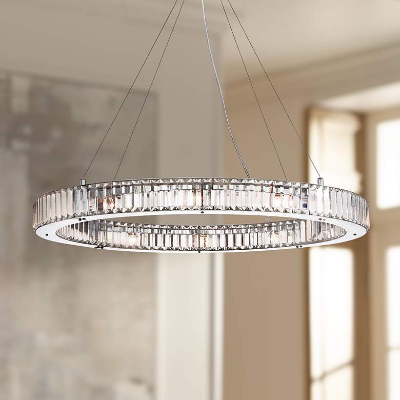 Image 1 Possini Euro Mulina 35 1/2 inch Wide Crystal Glass Chandelier