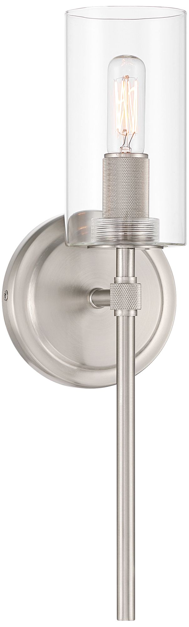 Image 2 Possini Euro Murdock 15 1/2"H Brushed Nickel Clear Glass Wall Sconce